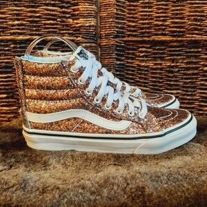 Vans High Top Glitter Skate Shoes in Multicolor with White Stripe